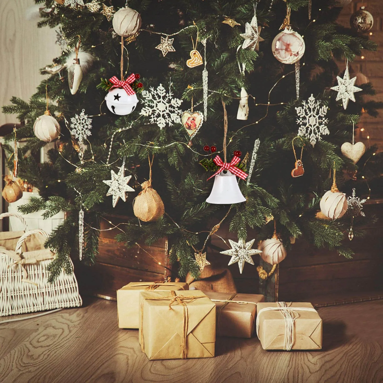 Christmas Bells Giant Rattle Xmas Party Decoartion Craft Hanging Ornament Tree Pendant Jingle Berry Bow Tie 6