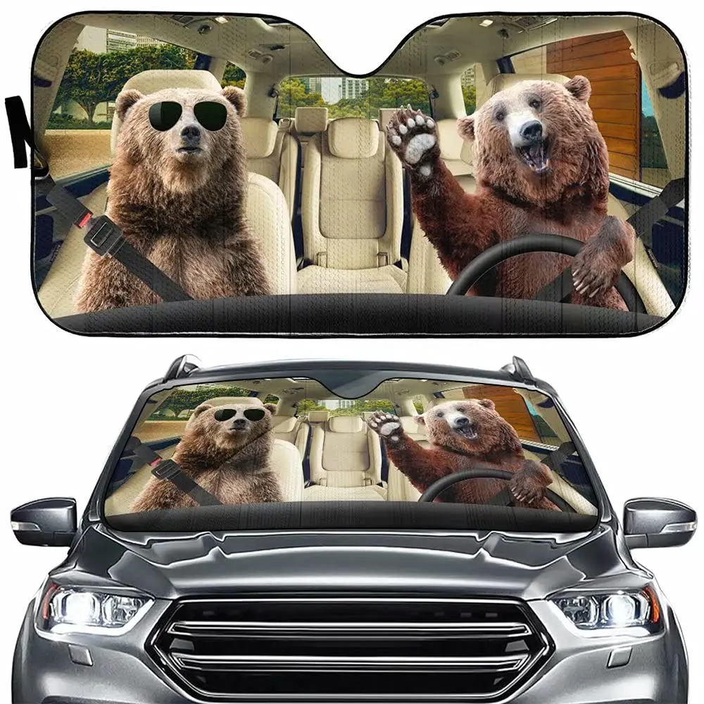 

Funny Car Sunshade Beer Front Window Sun Shade Bear Greets You Sun Car Shield Windshield Sun Reflector Car Seat Sunshade
