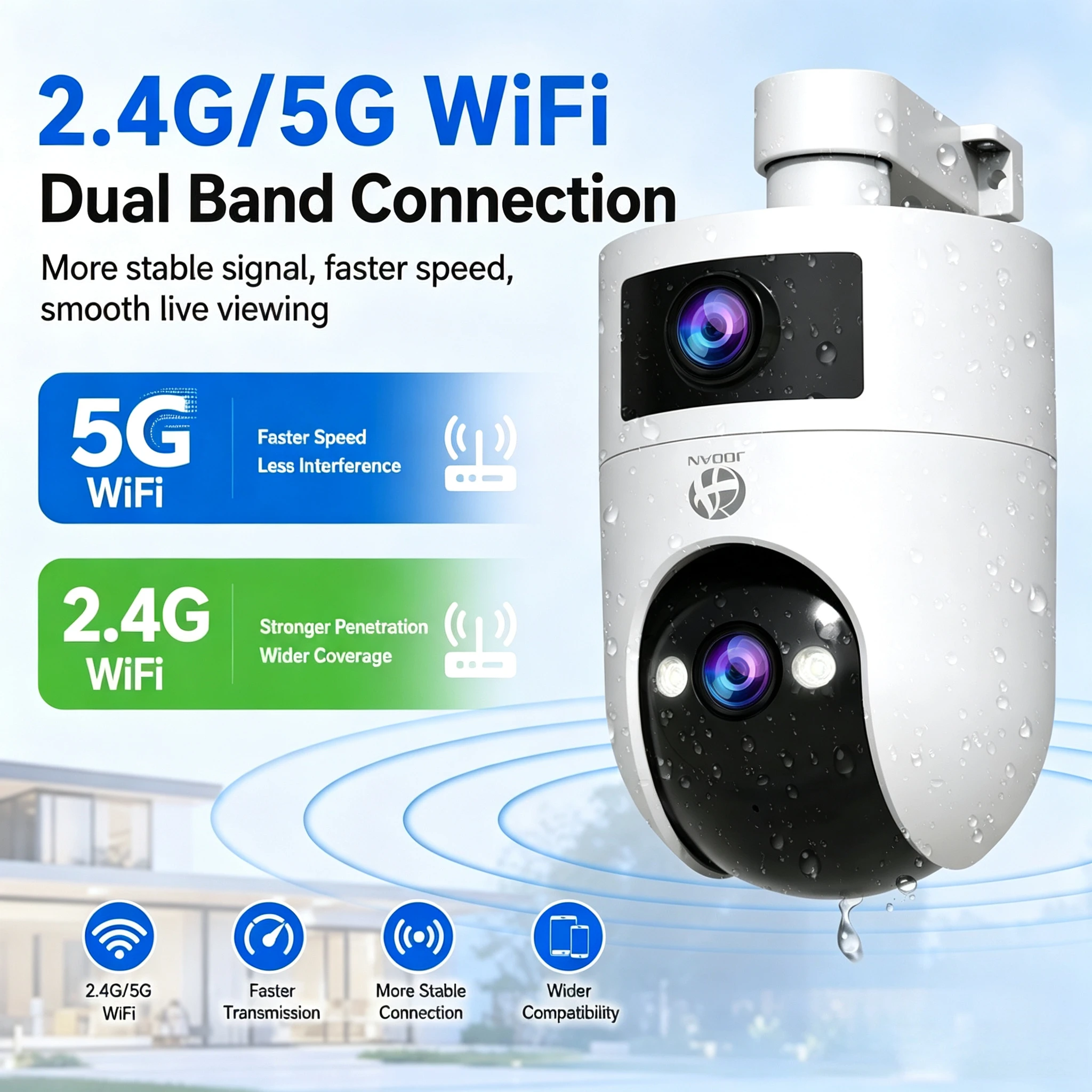4K Ultra HD Outdoor PTZ Camera with Dual Lens and Auto Tracking