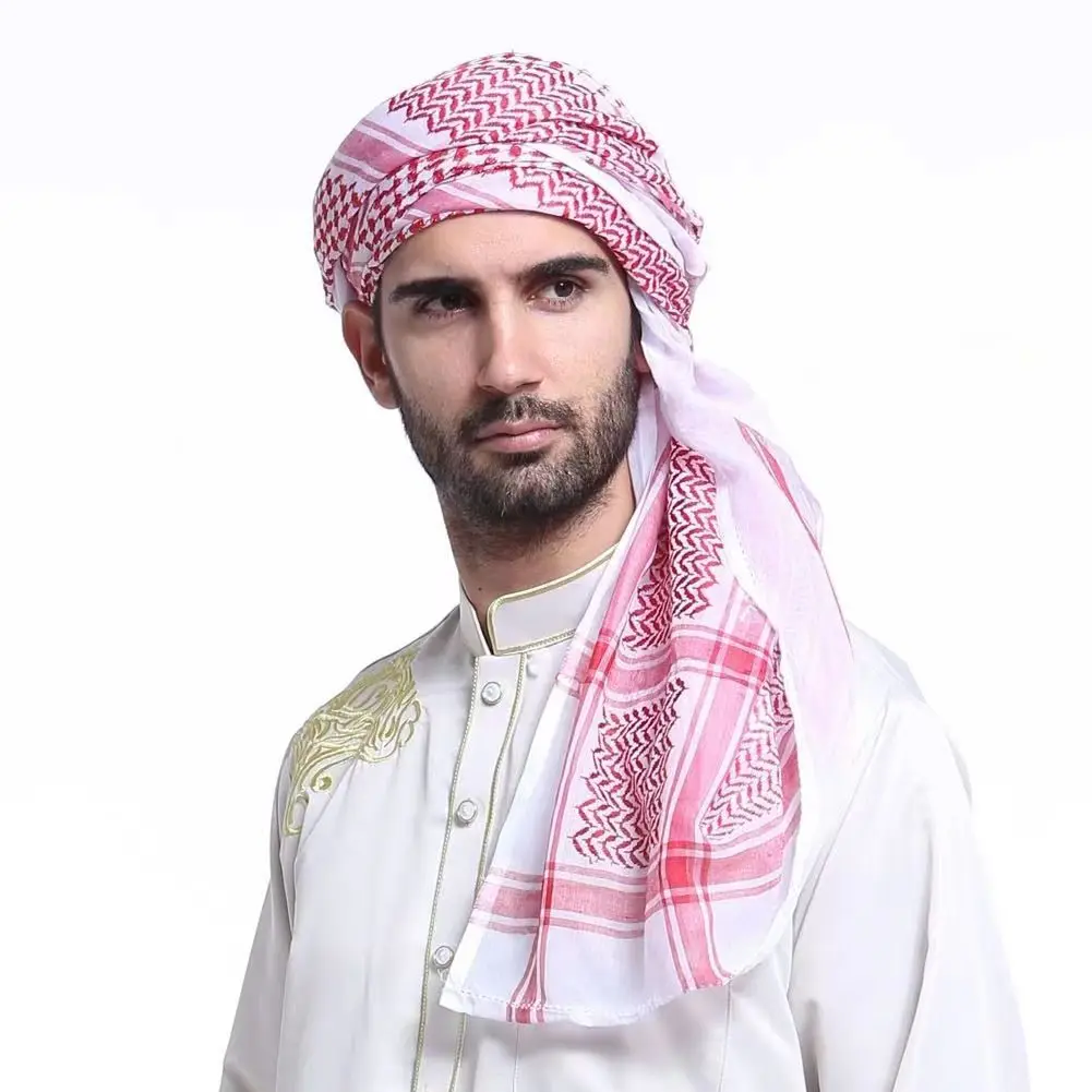 

Men's Headscarf For Muslim Arab Dubai Saudi Shemagh Islam Mosliman Turban Sunscreen Middle Eastern Shawl Muhammad Hat