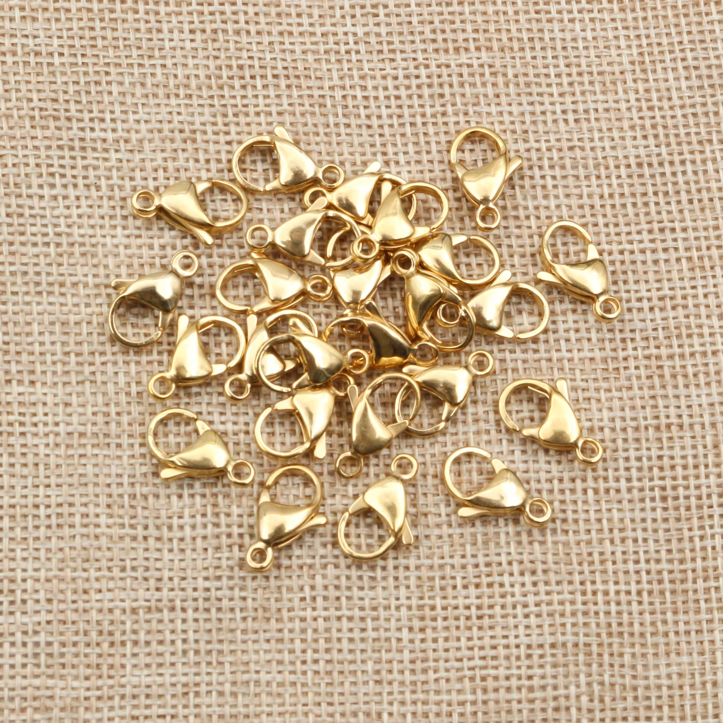 30 pièces/lot 10*5mm 12*7mm acier inoxydable or homard fermoir crochets pour collier et Bracelet chaîne bricolage mode bijoux résultats