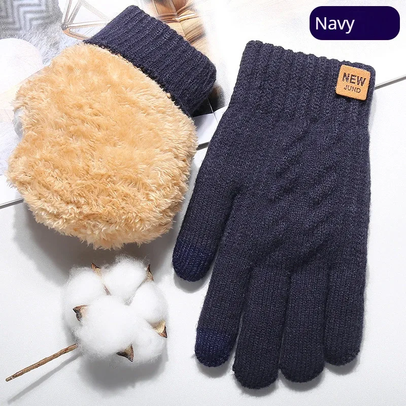 Fleece Lined Fashion Warm Cable Knitted Winter Touch Screen Gloves