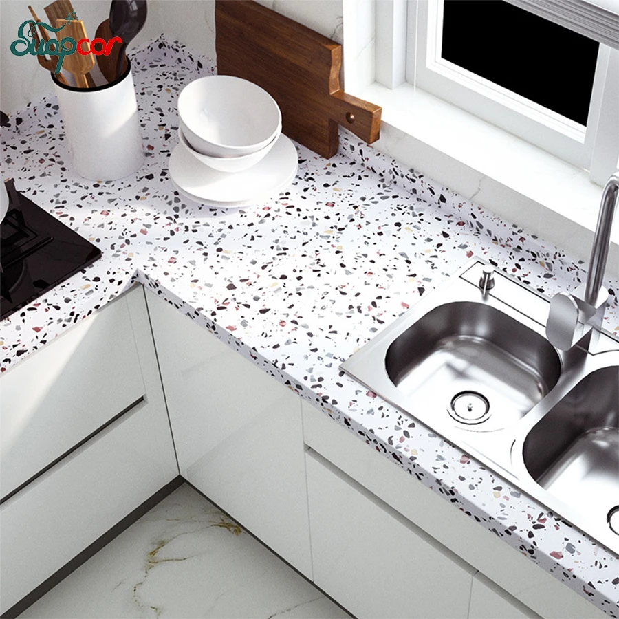 Thick Marble Matte Sticker Waterproof Tile Bathroom Table Self-Adhesive Wallpaper Oilproof Kitchen Countertop Colored Stone Film