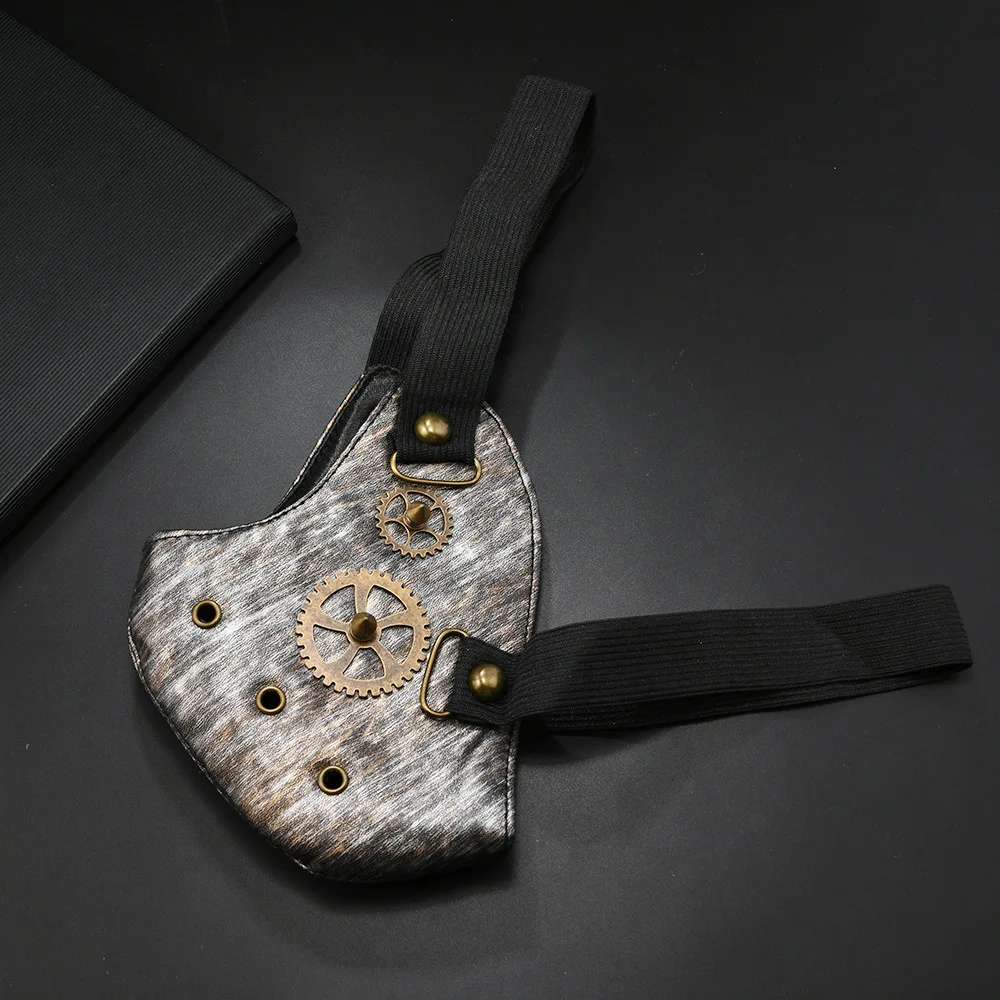 Men Women's PU Leather Rivet Rock Mask Lady's Breathable Party Cosplay Halloween Mouth-muffle R1581