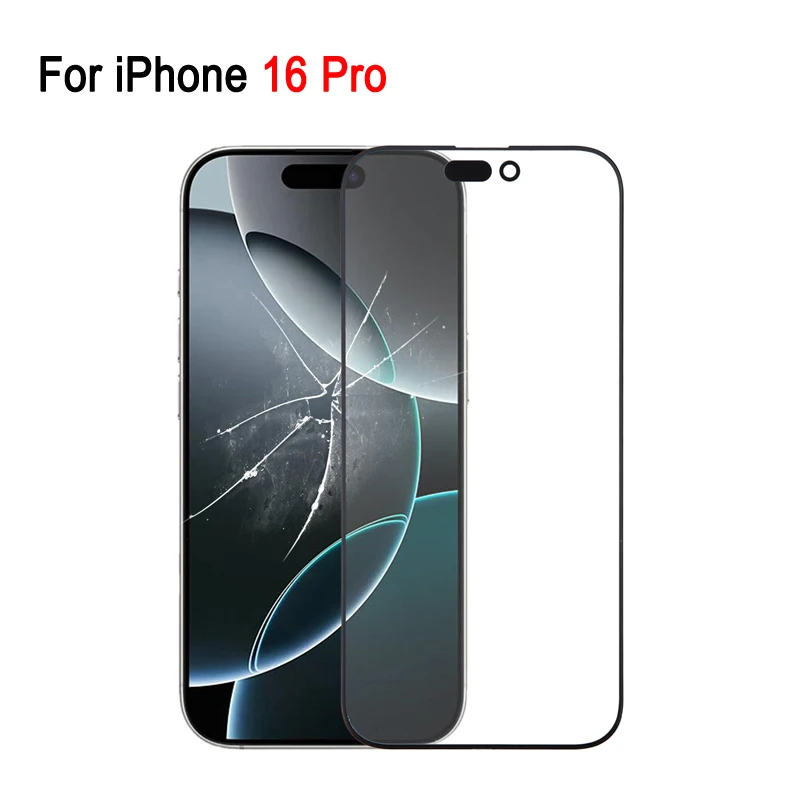 iPhone 16 16e 16-plus 16-pro 16 Pro Max용 16 시리즈 전면 유리 스크린 렌즈 커버 교체(OCA 광학 접착제 포함)