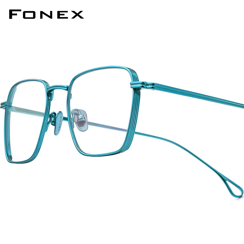 FONEX Titanium Glasses Frame Men Brand Design Retro Vintage Square