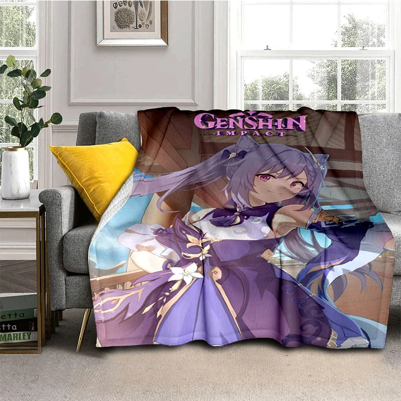 

Genshin Impact Soft Plush Sofa Bed Throwing Cartoon Modern Flannel Blanket Cover Gedruckt Bettdecke Geschenk Picnic Blankets