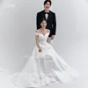 LISM Classic Off Shoulder V Neck Satin Korea Wedding Dresses A Line Vestidos De Novia Bride Dress Custom For Women Photos Shoot 1
