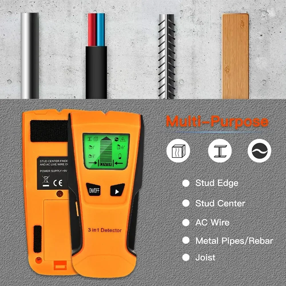 Wall Scanner Pipe Finder Pipe Wire Detector Live Wire Gadgets Detect Wall Electric Box Finder Digital 3 In 1 Sensor Scanner wall scanner detector