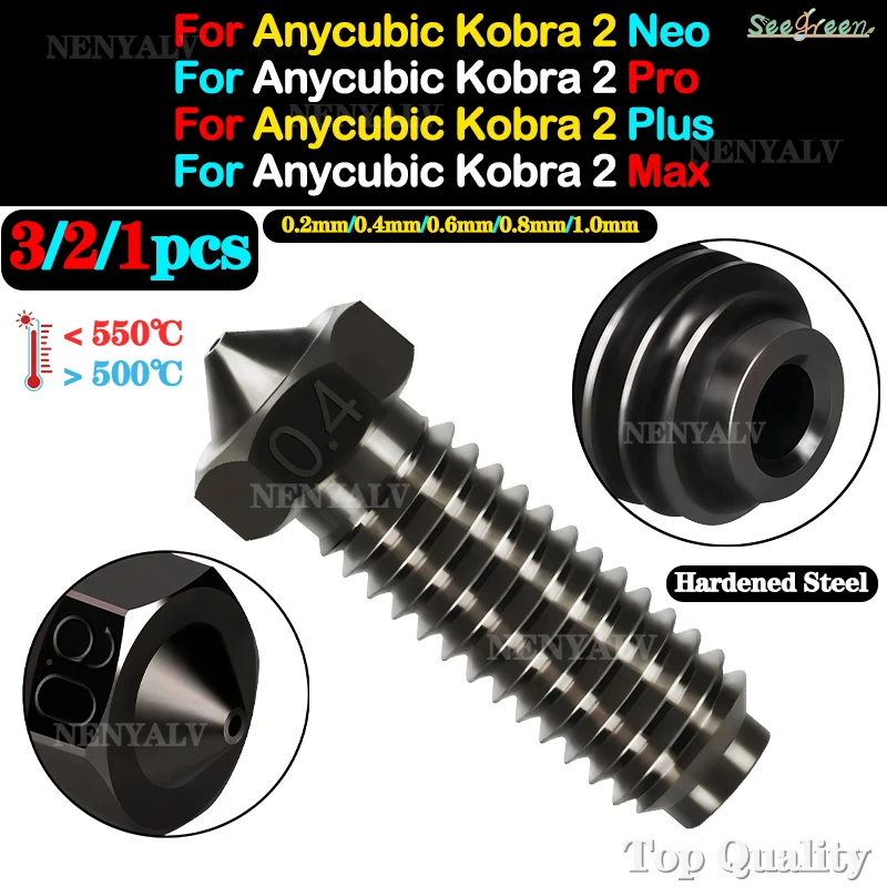 

High Flow High Precision For Anycubic Kobra 2 Neo Volcano Nozzle 0.4mm Brass Nozzles Hard Steel For Anycubic Kobra 2 pro