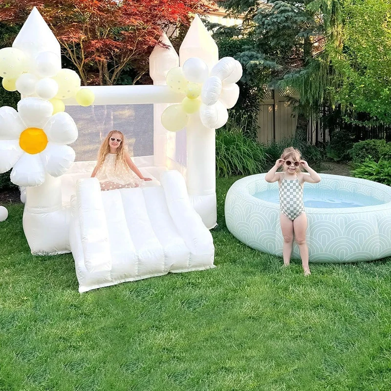 Oxford Mini White Bounce House Inflatable Bouncy House Castles With Blower For Kids Jumping Indoor Outdoor Halloween Christmas 3