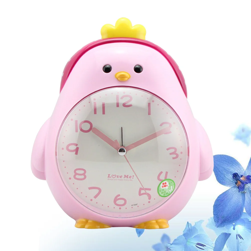 Creative Lovely Cartoon Chicken Alarm Clock ABS Plastic Night Light Silent Desktop Clock Home Decor for Student Children