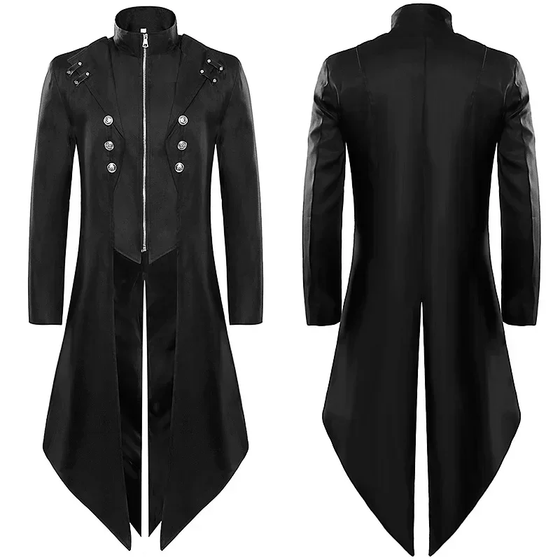 2025 2023 new European and American men's dress medieval retro clothing men's mid-length punk retro tuxedo - Image 2