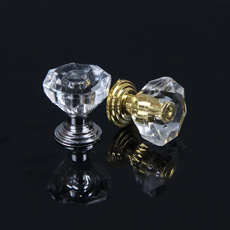 10Pcs Transparent Acrylic Crystal Knobs Cupboard Drawer Pull Handle Door Knob Diamond Cabine Home Decor High Quality