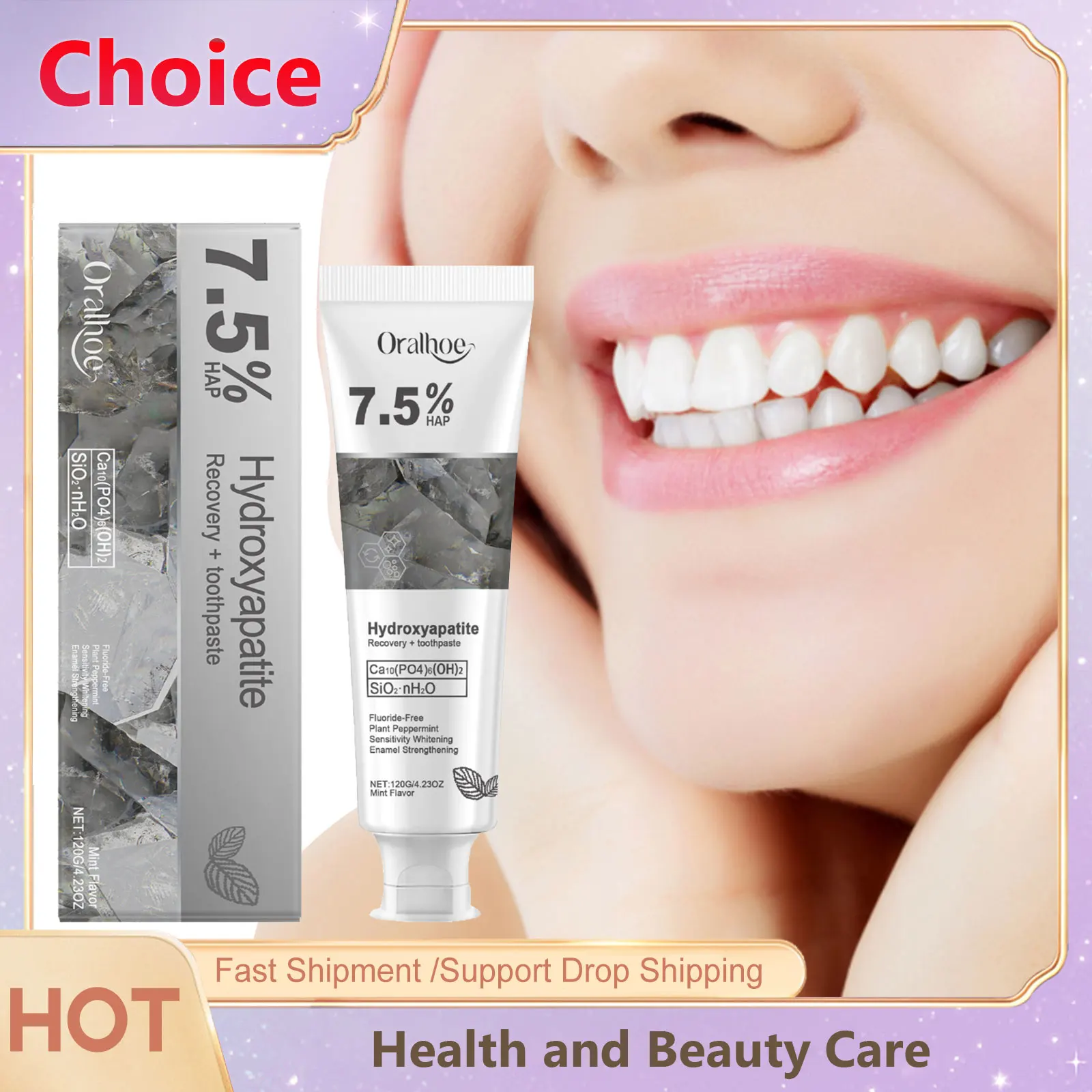 4-Pack Hydroxyapatite Toothpaste – 7.5% Formula To Remove Yellow Stains | Includes Toothbrush | Enamel Repair & Whitening