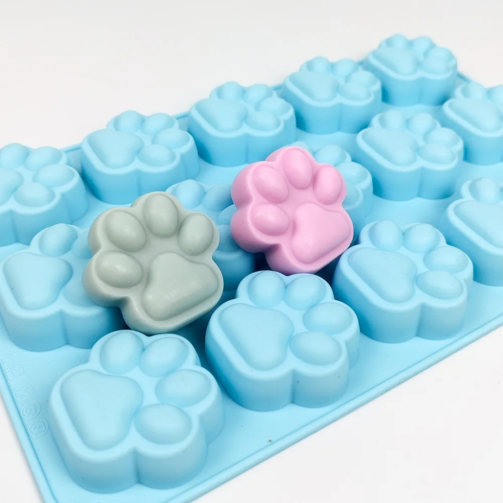 

15 Cavity Cat Dog Animal Paw Silicone Mold Cake Chocolate Cookie Baking Mould DIY Soap Resin Molds Ice Cube Storage Tray Tools