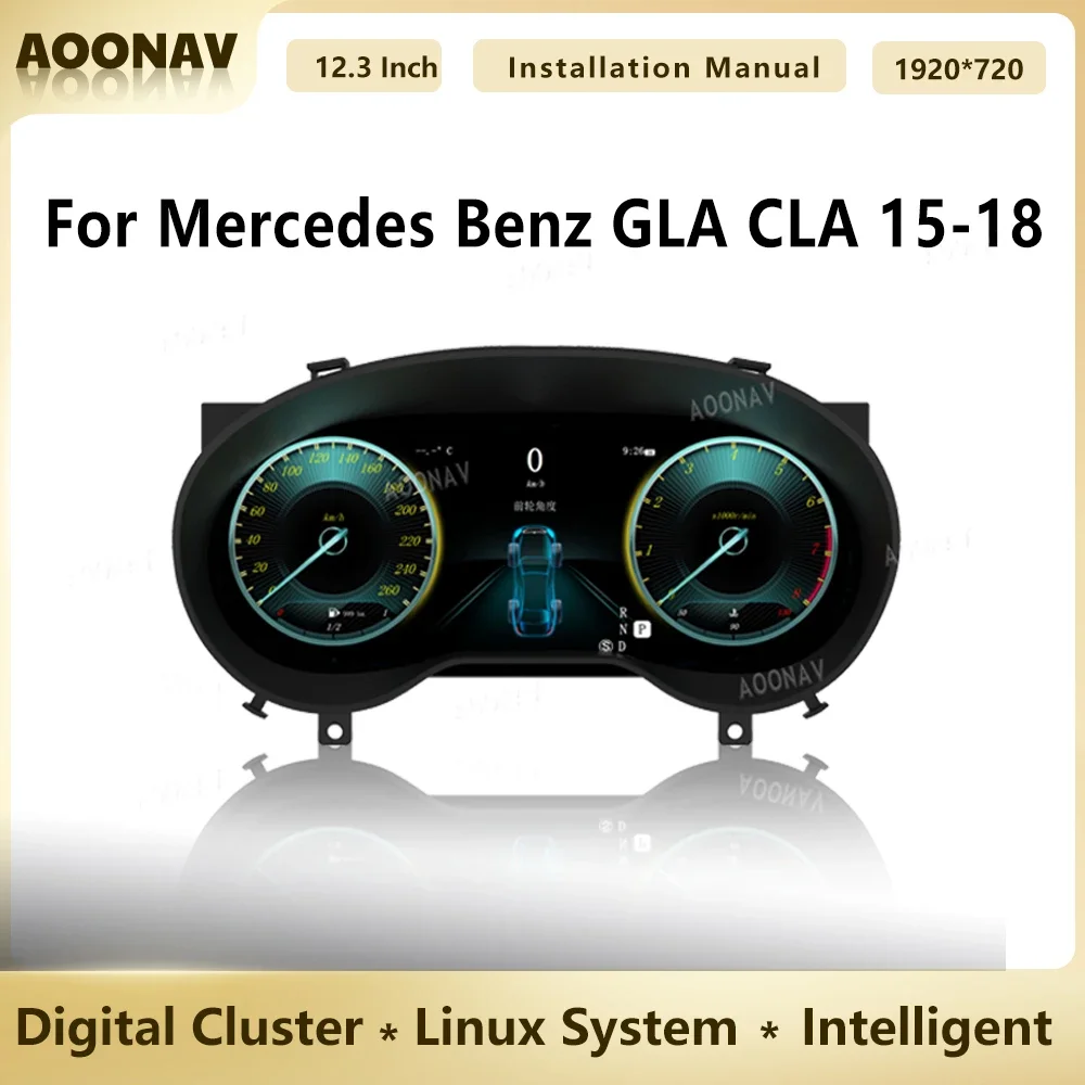 

Цифровой кластер 12,3 дюйма для Mercedes Benz GLA CLA 2015-2018, виртуальная кабина автомобиля, ЖК-инструмент, приборная панель, измерители скорости
