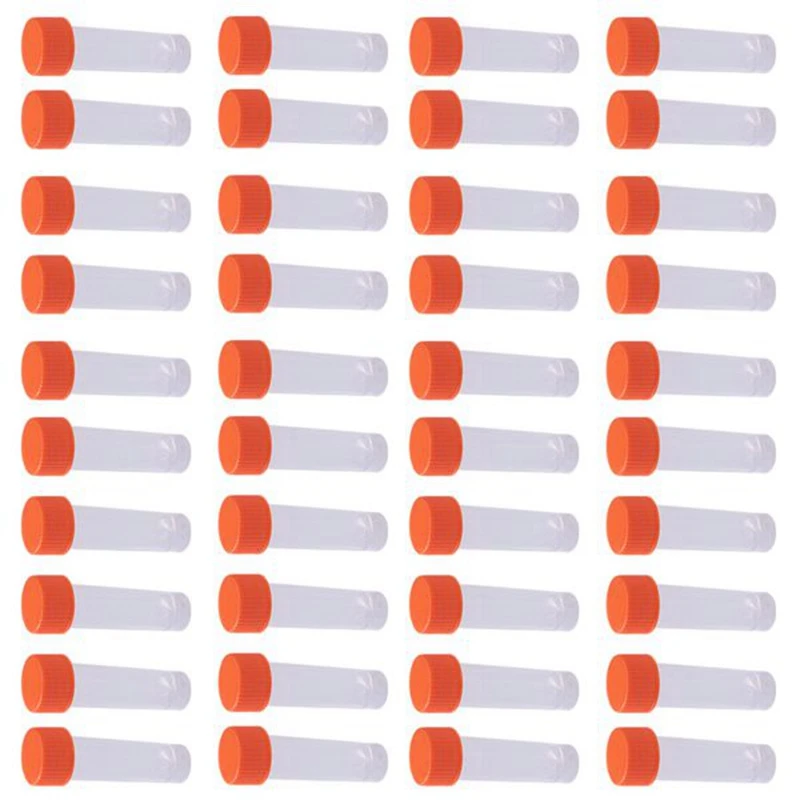 

200Pcs Plastic Test Tubes With Screw Cap,5Ml Centrifuge Test Tube, Plastic Freeze Test Tubes,For Office Chemistry Sample