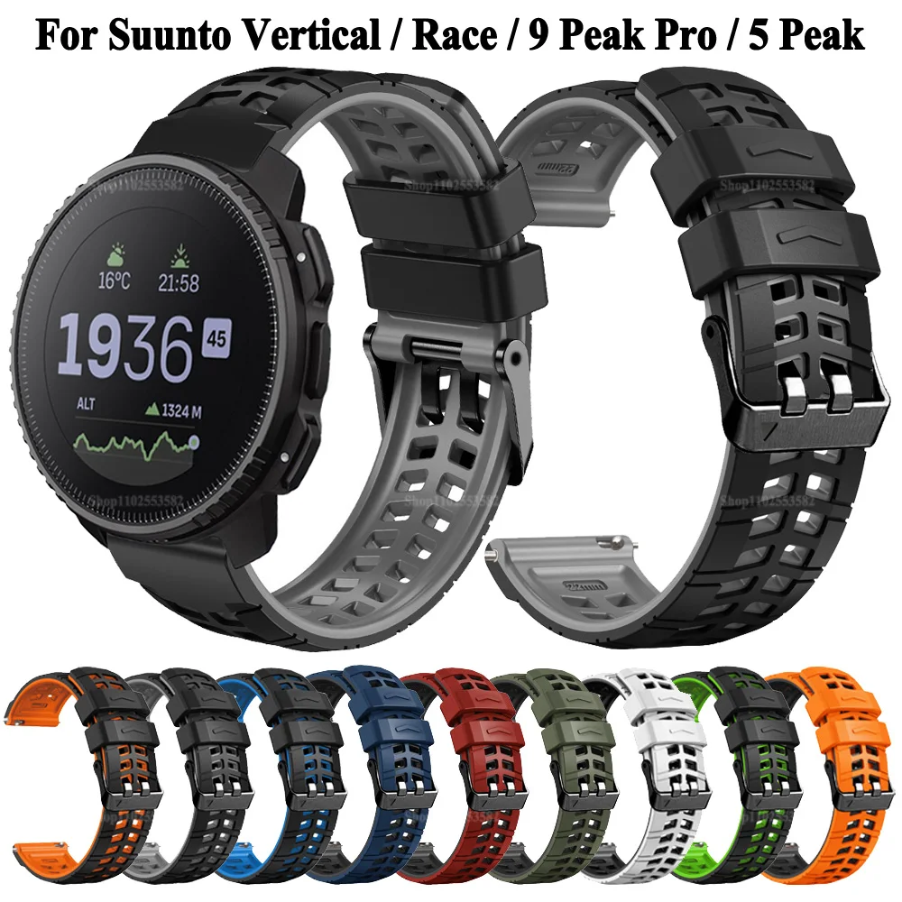 Cinturino Sportivo In Silicone Da 22Mm Per Suunto Vertical 5 9 Peak Peak Pro Straps Bracciali Smartwatch Wirstband Per Cinturini Suunto Race