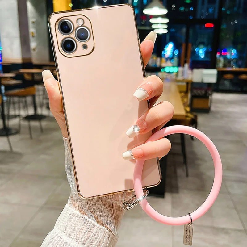 Plating Case For Samsung A34 A54 A53 A32 A33 A22 A13 4G 5G A12 A73 A25 A31 A21S A14 Wristband Bracelet Soft Silicone_voghion.com