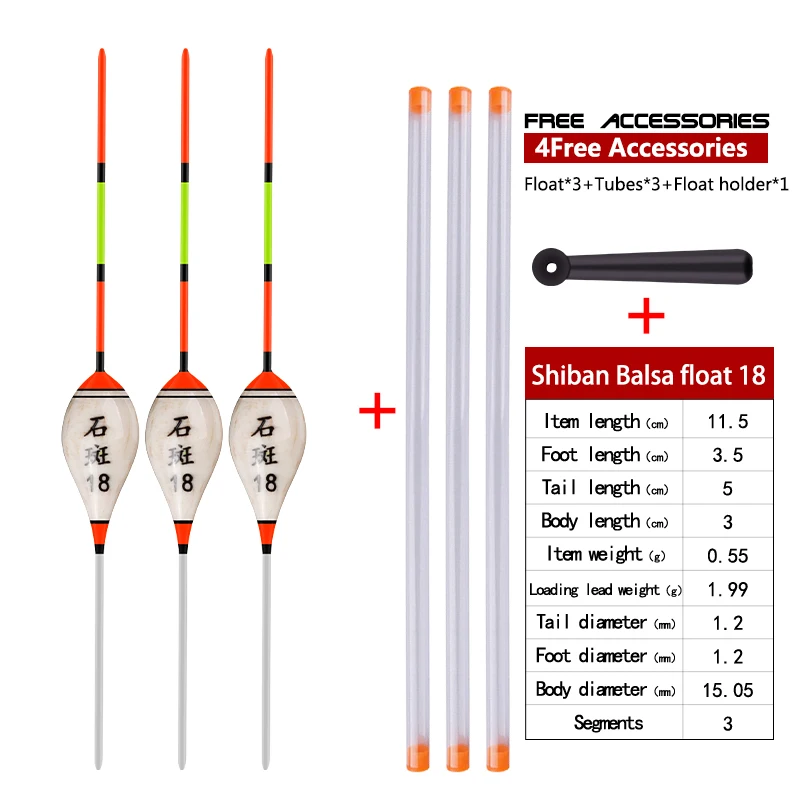3PCS Balsaholz Schwimmt + 3 Röhren + 1 Boje Sitz Flaches Wasser Eis Vertikale Empfindliche Bobber Zubehör Werkzeuge angelgerät – Detail 18