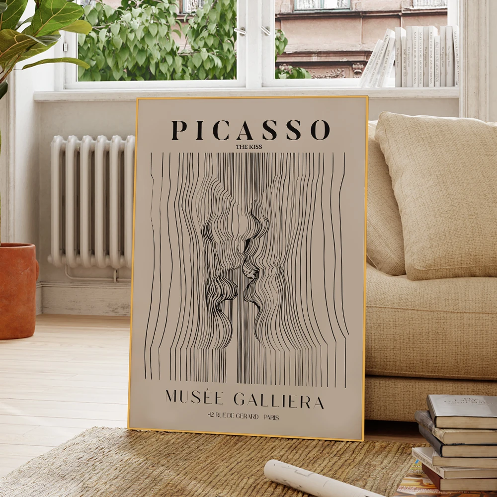 Modern Abstract Line Minimalism Niche Picasso Kiss Wall Art Prints Canvas Painting Poster Pictures Living Room Dining Room