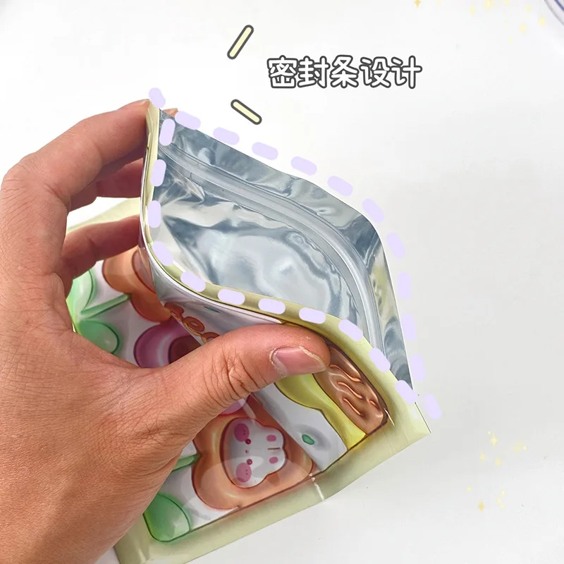 Cute cartoon hand jewelry small item storage bag with body pattern, girl's heart snacks self sealing packaging bag