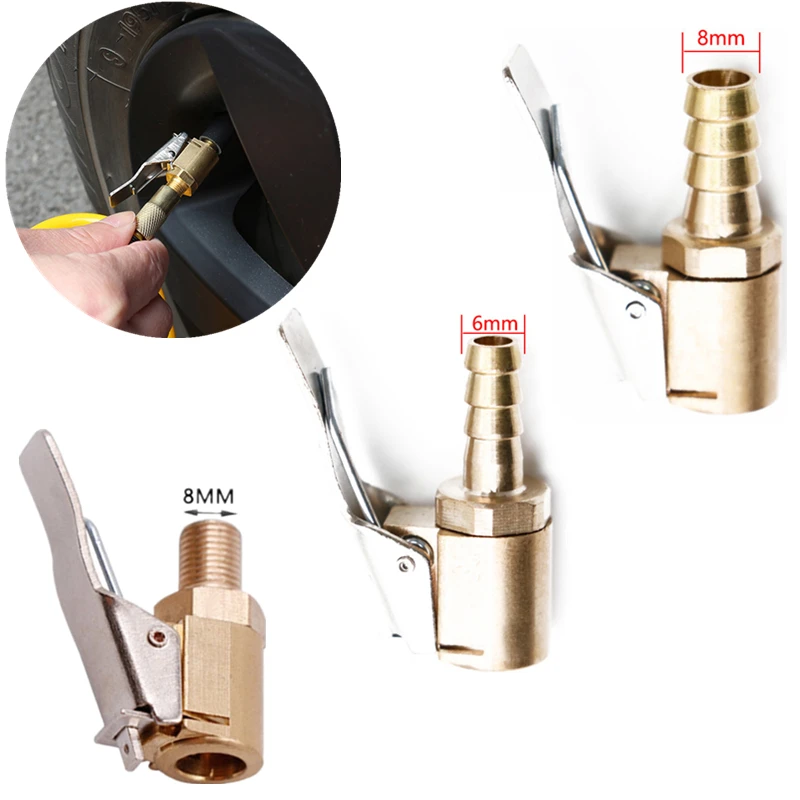 Brass Car Tire Inflator Pump Valve Connector Clip On Adapter