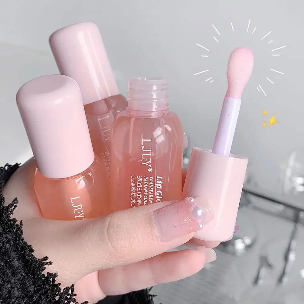Crystal Jelly Lip Oil Hydrating Plumping Lips Coat Lipstick Lipgloss Tint Clear Lip Plumper Serum Transparent Fruit Gloss lip makeup lip glaze lip tint lip gloss lip oil lip plumper