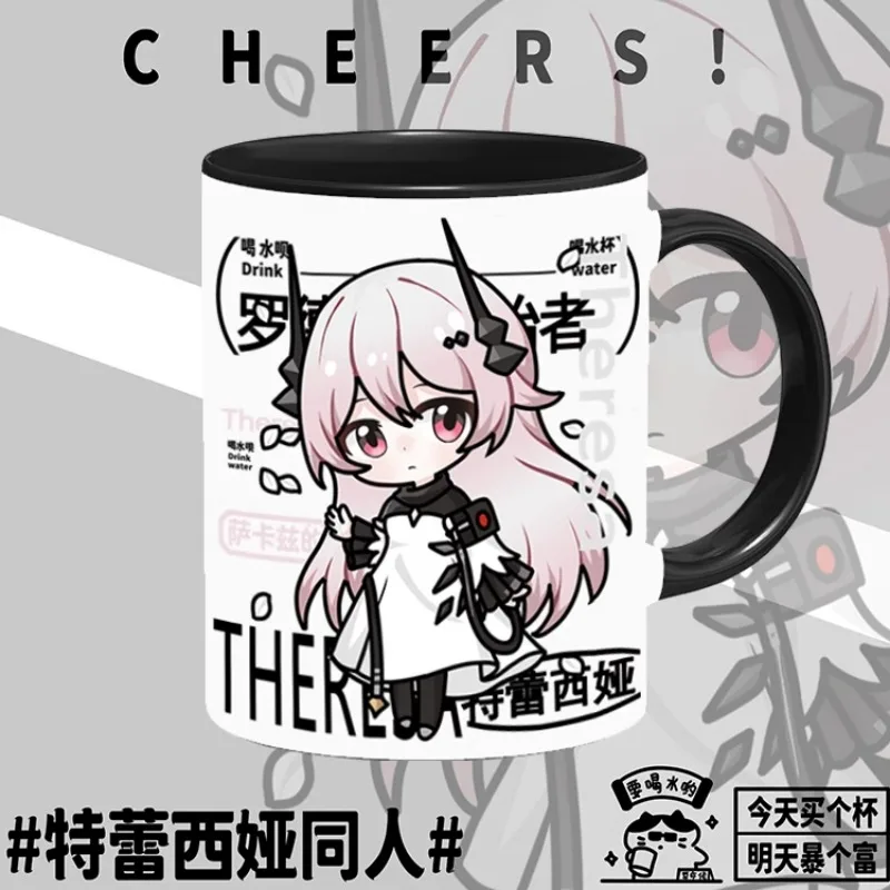 

Game Anime Blue Archive Cosplay Theresia Civilight Eterna Cup Ceramic Print Coffee Milk Tea Juice Mug Gift Spoon with Lid Cups