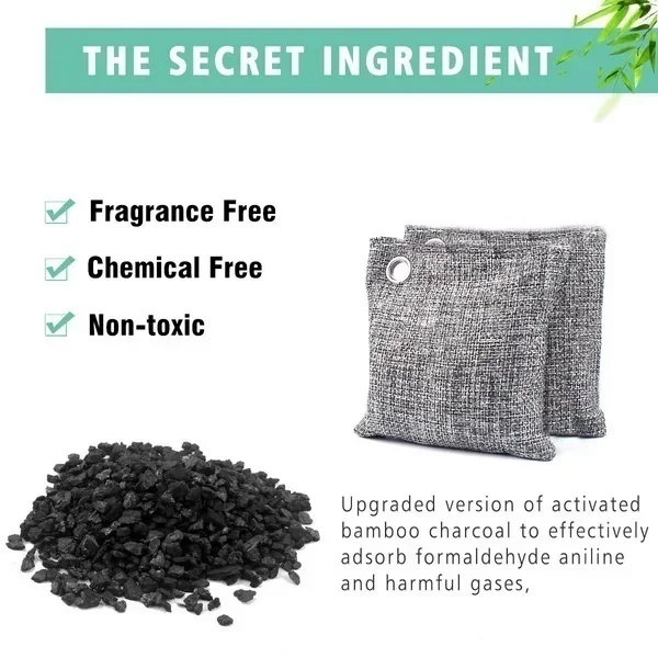 Bamboo Air Purifying Natural Activated Charcoal Odor Absorber Freshener Bag Remove Formaldehyde Gray