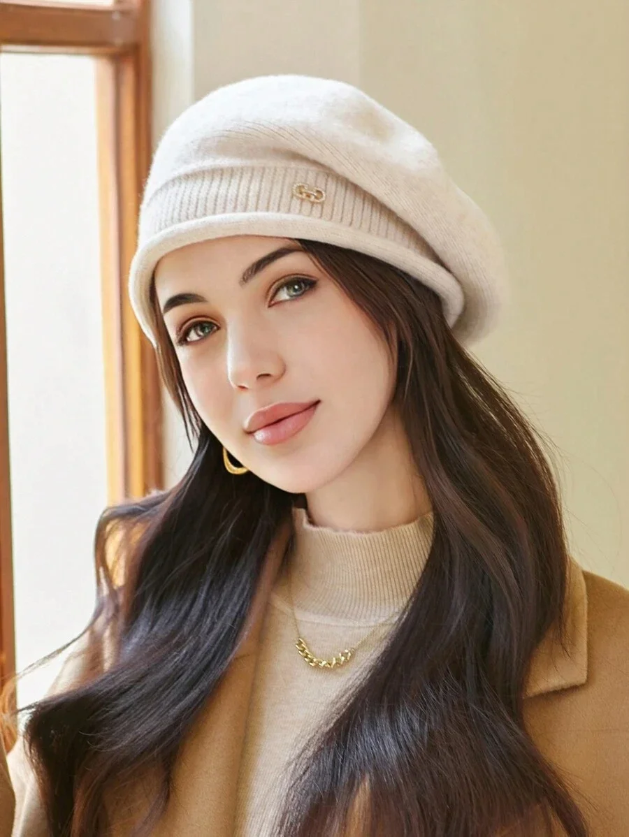 Women's Beret Hat Elegant Autumn Winter Warm Painter Style_voghion.com