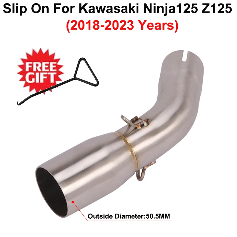 

Slip On For Kawasaki Ninja125 Z125 20108 - 2023 Years Motorcycle Exhaust Escape Systems Modify Middle Link Pipe Muffler 51MM