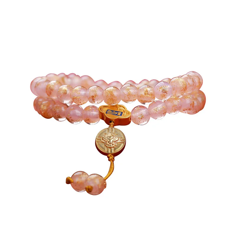 Beijing Yonghegong Law and Property Office Bracelet Gold Foil Fragrant Gray Colored Glaze Ruyi Beads 54 HandString Couple Style