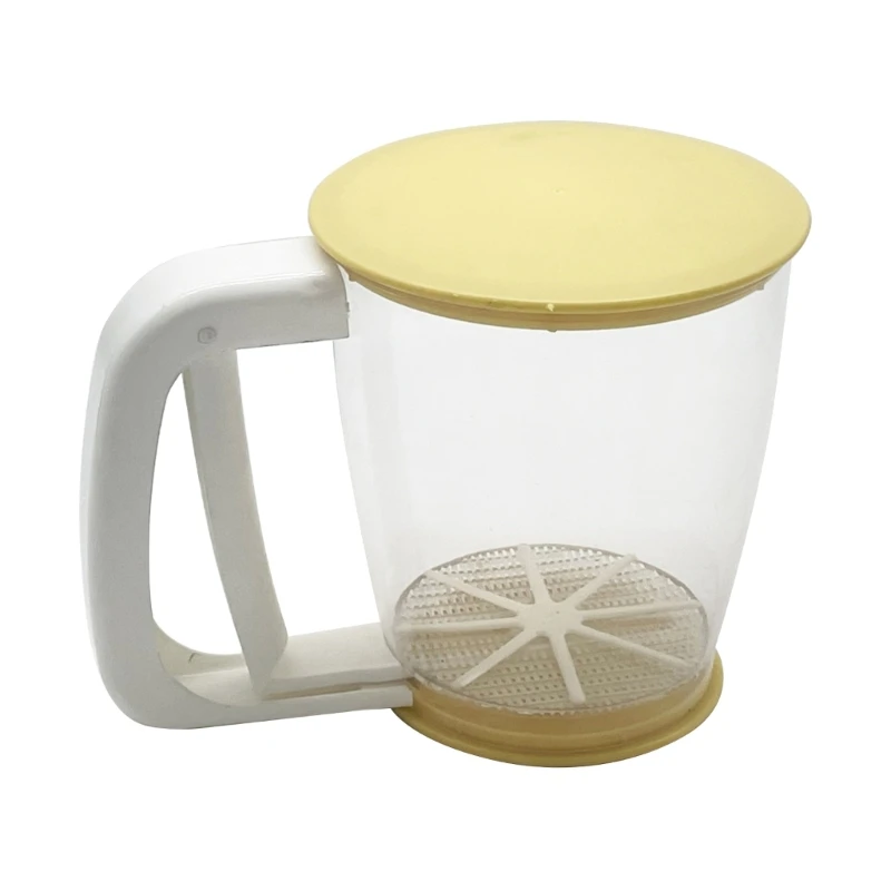 Flour Sieve Filter Plastic Powder Cup Sugar Sieve Shaker Mechanical Mesh Shape Flour Kitchen Baking Tool Colanders