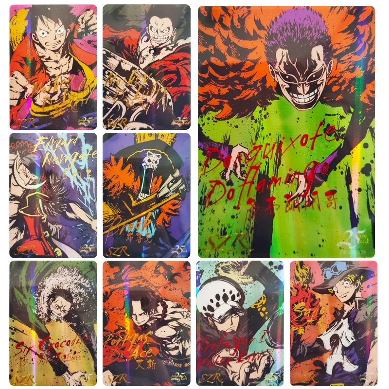 One Piece Szr Series 10 Pz/Set Collection Card Brook Monkey D. Rufy Anime Personaggi Flash Card Cartoon Toys Regalo Di Natale
