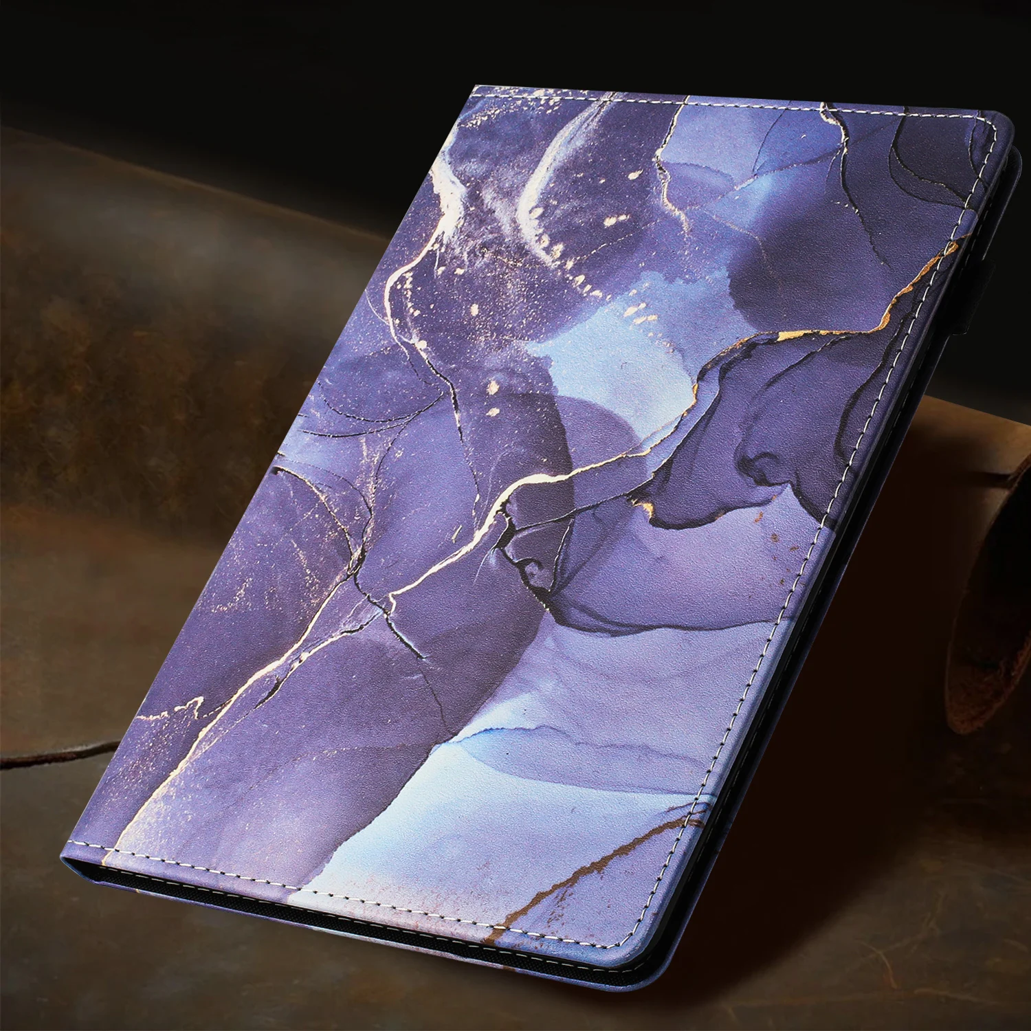 Galactic Marble Pattern PU Leather Tablet Case with Pencil Holder, 11-Inch