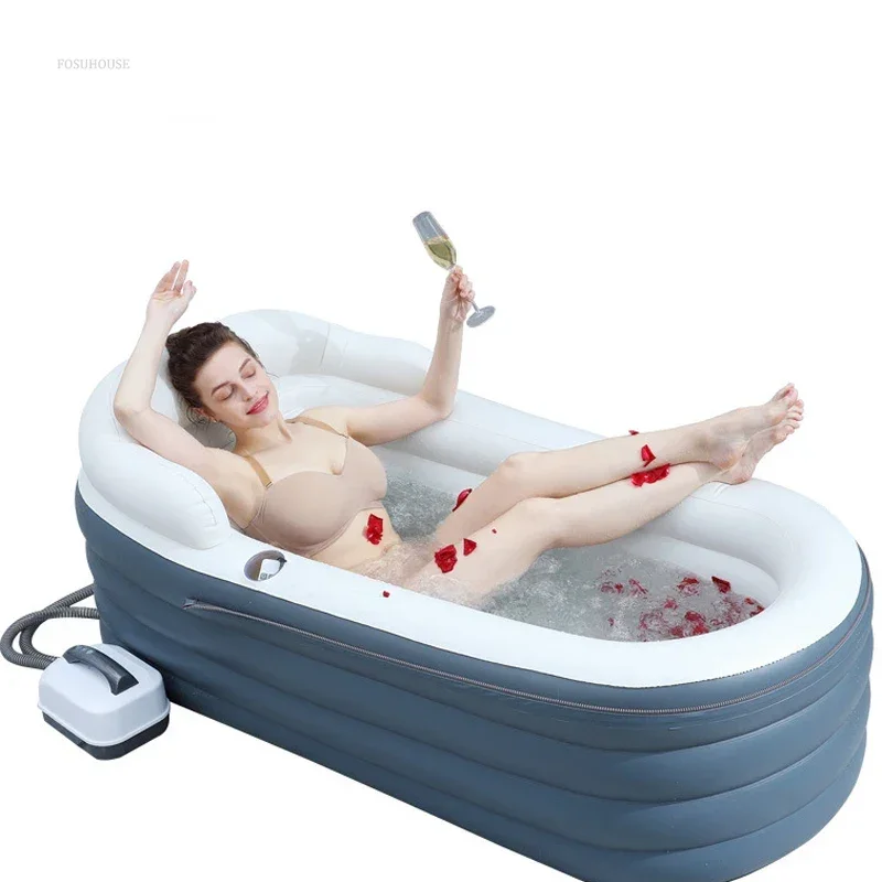 Insulated Inflatable Massage Bathtub Hydrotherapy Machine Wave Bath Pool Simple Folding Adult Portable Bathtub Household TubZAQ