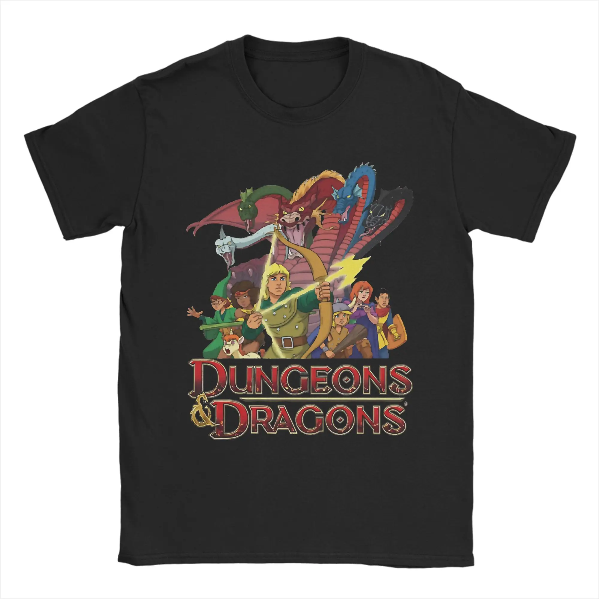 Dungeons And Dragons Cartoon T-Shirt Strand-Trend-T-Shirts für Herren, 100 % Baumwolle, Rundhals-T-Shirts, kurzärmelig, Y2K-Freizeit-T-Shirt