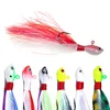 Bucktail Jigs Head Hook 3D Eyes Bait 7g 14g 28g 56g Deer Hair Feather Hook Beard Jigging Lure Fishing 1