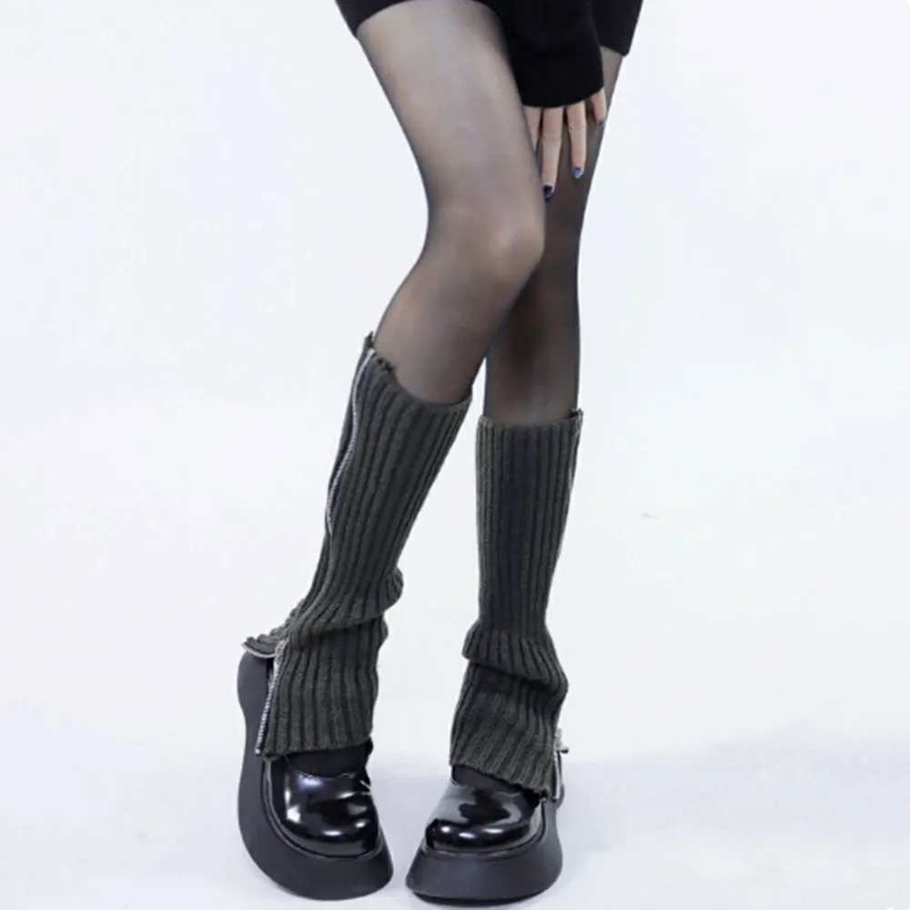 Ladies Winter Knitted zipper Leg Warmers Boot Cuffs Trim Toppers