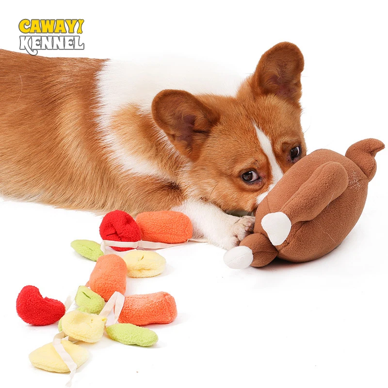 

CAWAYI KENNEL Plush Pet Dog Snuffle Toy Interactive Puzzle Feeder Food Training Iq Dog Chew Squeaky Toy Cute Animal Activity Toy