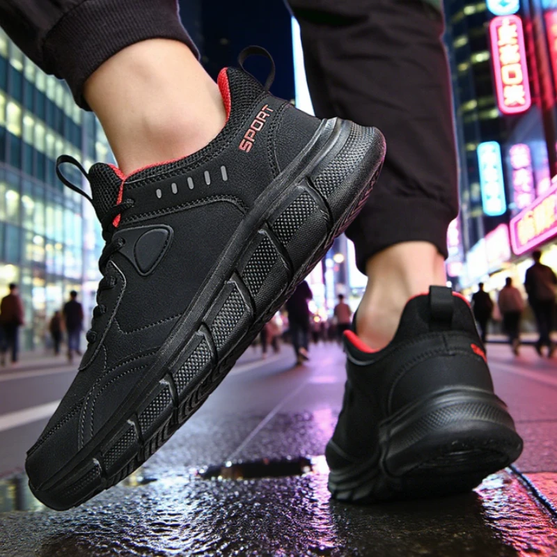 Men's Sneakers Classic Black Fashion Anti Slip Casual Outdoor Training Shoe Spring Autumn Lightweight Comfortable Work Shoes Men