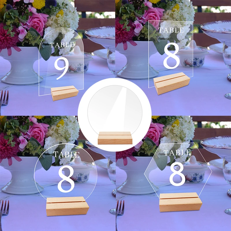 Acrylic Table Sign Holder With Wooden Base place card holders place cards acrylic sign holders For Wedding Table Sign Number Place Card Display Stand Restaurant Hotel