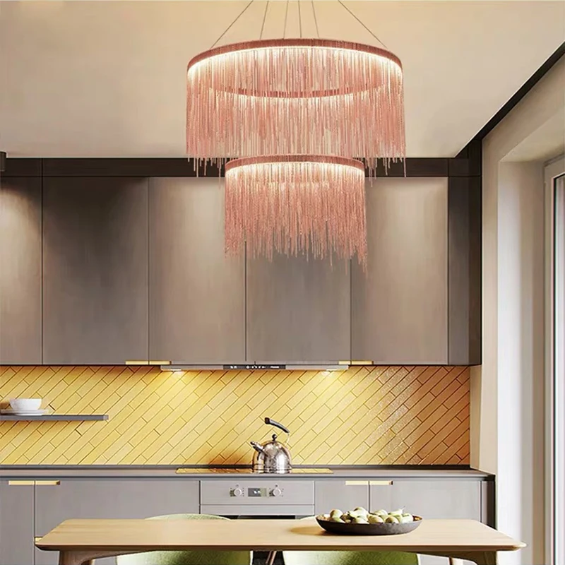 Contemporary Round Linear Aluminum Chandelier
