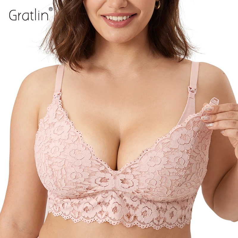 Lace Maternity Nursing Bra Breastfeeding Wirefree Lightly Padded