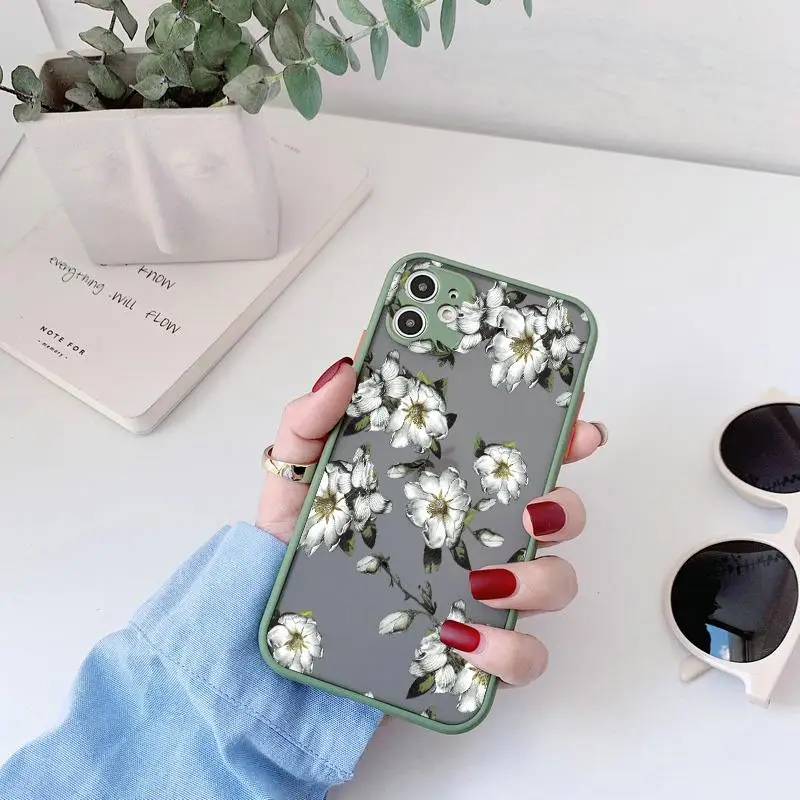 Painted Floral Shockproof Phone Case with Flower Design