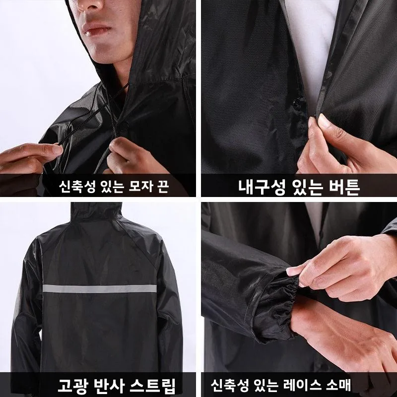 새로운 옥스포드 천 오버올 레인코트 블랙 (전기 자동차 운전, 홍수 방지, 야외 작업복, 성인용 보호복)