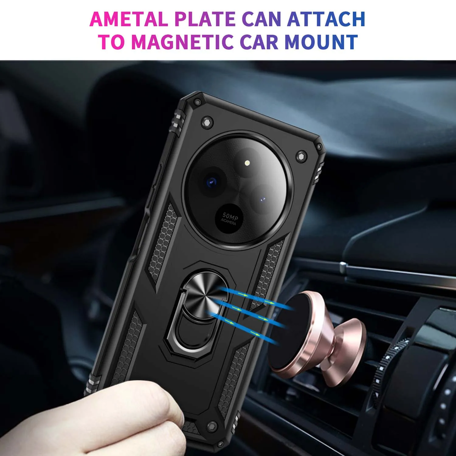 Shockproof Folding Armor Case with Stand Holder Ring Cover