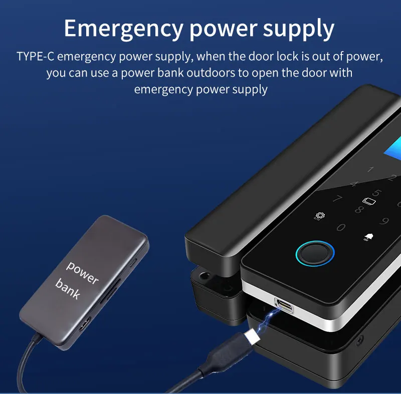IP54 Waterproof Tuya Bluetooth Smart Door Lock Fingerprint Electronic Rim Lock F